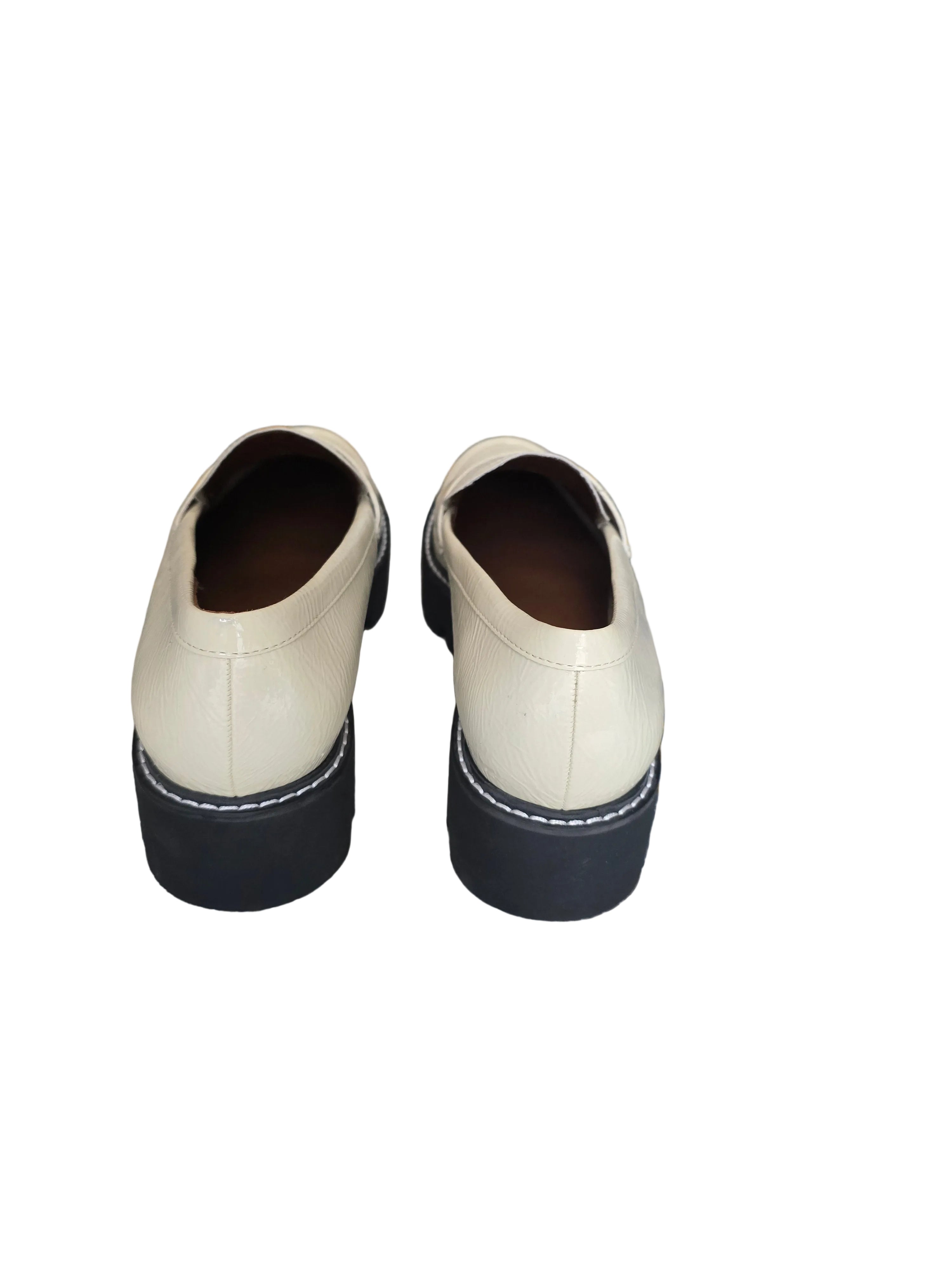 Franco Sarto Cream Loafers with Black Soles