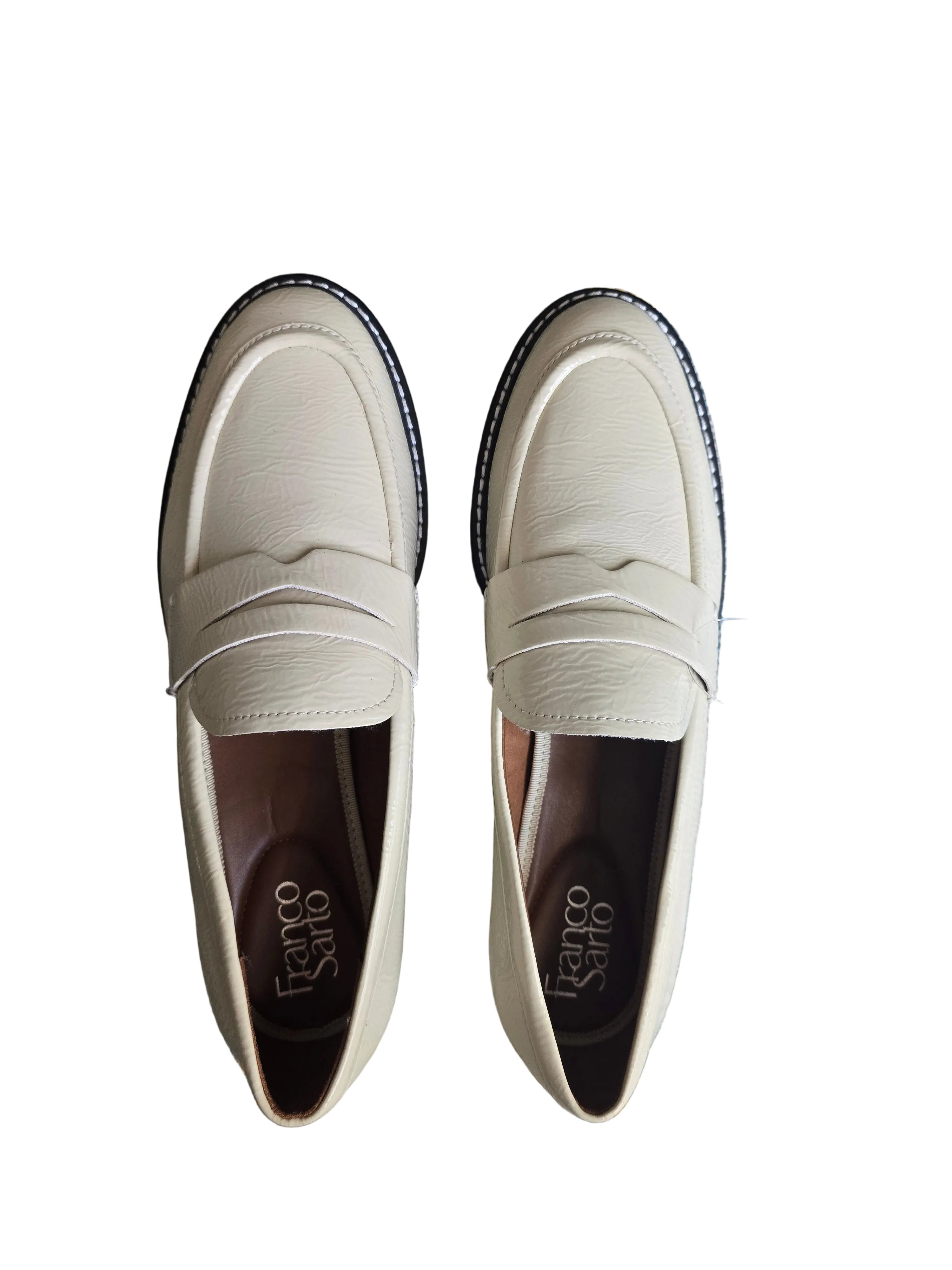 Franco Sarto Cream Loafers with Black Soles